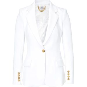 Elisabetta Franchi, Jassen, Dames, Wit, S, Leer, Ivory Blazer