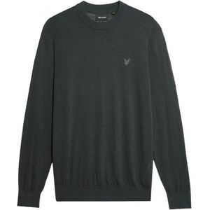 Lyle & Scott, Truien, Heren, Grijs, S, Katoen, Tonal Eagle Merino Crew Neck