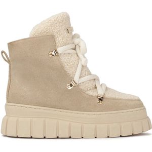 Kazar, Schoenen, Dames, Beige, 36 EU, Suède, Beige suède sneeuwlaarzen met synthetische bont