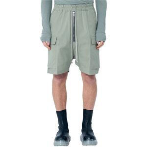 Rick Owens, Korte broeken, Heren, Groen, S, Katoen, Cargo Lange Shorts