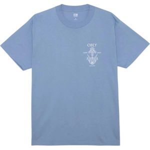 Obey, Tops, Heren, Blauw, L, Katoen, Grafische Print T-shirt