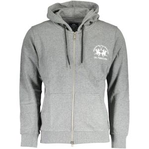 La Martina, Sweatshirts & Hoodies, Heren, Grijs, L, Grijze hoodie met rits en print