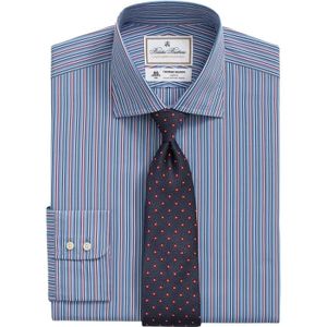 Brooks Brothers, Overhemden, Heren, Blauw, XL, Katoen, Gestreepte Regular Fit Thomas Mason Overhemd met English Spread Collar