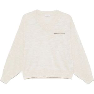 Brunello Cucinelli, Truien, Dames, Grijs, S, Elegante Breisels voor Vrouwen
