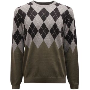 Sun68, Truien, Heren, Veelkleurig, 2Xl, Katoen, Wol/Katoen Trui, Donkere Militaire Stijl