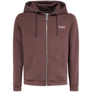 Balr., Sweatshirts & Hoodies, Heren, Bruin, M, Katoen, Ribbed Knit Full Zip Hoodie