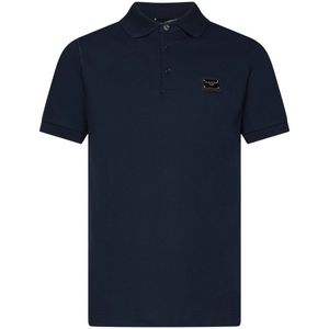 Dolce & Gabbana, Tops, Heren, Blauw, M, Katoen, Blauw Poloshirt met Logoborduursel
