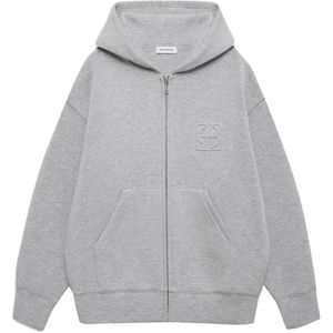 Anine Bing, Sweatshirts & Hoodies, Dames, Grijs, M, Nylon, Lichtgrijze Hoodie met Monogram