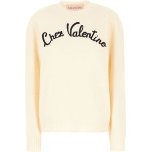Valentino Garavani, Truien, Heren, Beige, S, Wol, Chez Valentino sweater