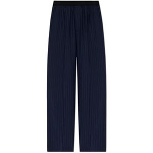 Balenciaga, Broeken, Dames, Blauw, M, Wol, Wijde geplooide broek