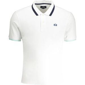 La Martina, Tops, Heren, Wit, S, Wit Poloshirt met Contrastdetails