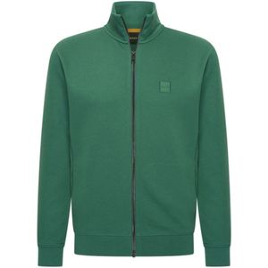 Hugo Boss, Sweatshirts & Hoodies, Heren, Groen, XS, Katoen, Ritssluiting Sweatshirt Frans Terry Katoen Decoratieve Stiksels