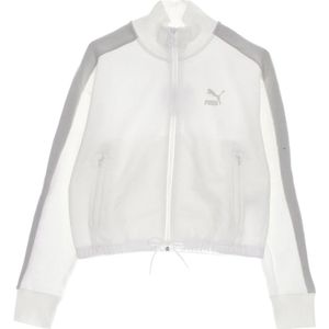 Puma, Sweatshirts & Hoodies, Dames, Wit, S, Katoen, Witte Cropped Turtleneck Sweatshirt Track Jacket
