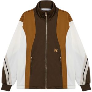Palm Angels, Sweatshirts & Hoodies, Dames, Bruin, XS, Zip Cardigan Sweater