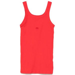 Baserange, Tops, Dames, Rood, S, Rode Scoop Neck Mouwloze Top