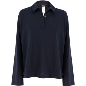 Fabiana Filippi, Tops, Dames, Blauw, XS, Katoen, Polo shirt van katoen met lange mouwen