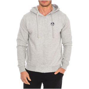 North Sails, Sweatshirts & Hoodies, Heren, Rood, M, Katoen, Hoodie met rits en geribbelde zoom