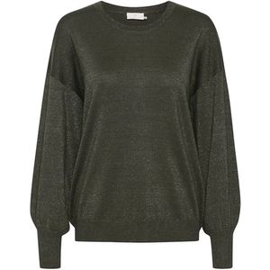 Kaffe, Truien, Dames, Groen, 2Xl, Nylon, Gebreide trui in Forest Night met pofmouwen