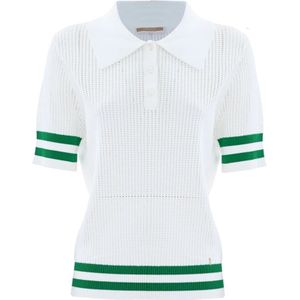 Kocca, Truien, Dames, Wit, S, Polo-stijl T-shirt met strepen