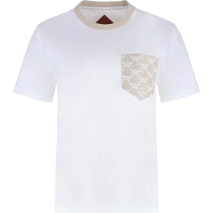 Mcm, Tops, Dames, Wit, S, Katoen, Geribbelde crew-neck T-shirt in katoen