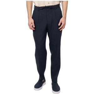 Hugo Boss, Broeken, Heren, Blauw, S, Linnen, Blauwe Tapered Linnen Blend Broek