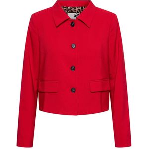 &Co Woman, Jassen, Dames, Rood, 3Xl, Leer, Kort Getailleerde Blazer