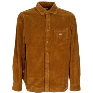 Obey, Overhemden, Heren, Bruin, L, Katoen, Velvet Overhemd Catechu Wood