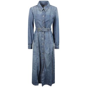 Ganni, Kleedjes, Dames, Blauw, M, Denim, Denim Maxi Jurk