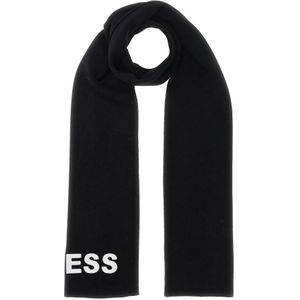 Guess, Accessoires, Heren, Zwart, ONE Size, Wol, Wollen Sjaal - Zwarte Effen Kleur