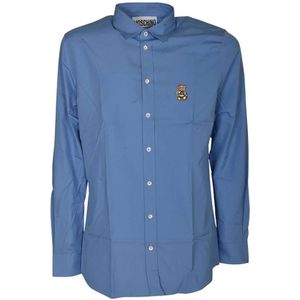 Moschino, Overhemden, Heren, Blauw, L, Lichtblauw Shirt voor Mannen