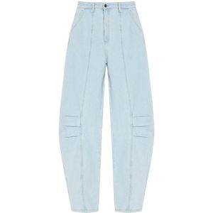 Rotate Birger Christensen, Jeans, Dames, Blauw, M, Cargo Jeans met Hoge Taille en Gestikte Details