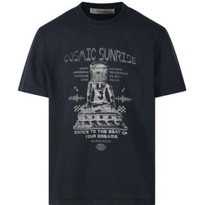 Golden Goose, Tops, Heren, Zwart, S, Katoen, Regular Geverfd Bedrukt T-shirt