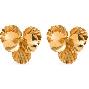 Jennifer Behr, Accessoires, Dames, Geel, ONE Size, Goudkleurige Oorbellen Set met Gegraveerd Logo