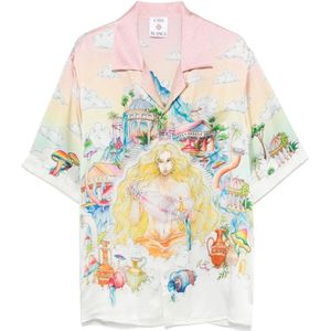 Casablanca, Overhemden, Heren, Veelkleurig, XL, Zijden Roze Overhemd met Klassieke Kraag