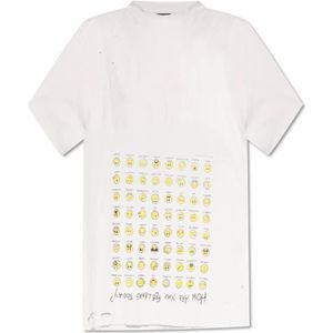 Balenciaga, Tops, Dames, Wit, 2Xl, Katoen, T-shirt met vintage-effect