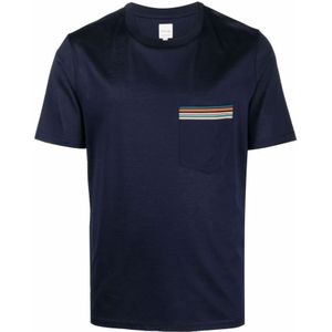 Paul Smith, Tops, Heren, Blauw, L, Katoen, T-shirt met ronde hals, klassiek design