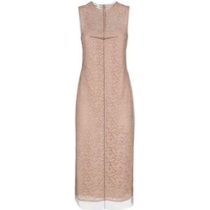 Fendi, Kleedjes, Dames, Bruin, S, Katoen, Kanten Midi Jurk