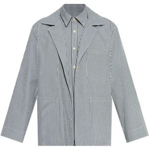 Maison Margiela, Jassen, Heren, Blauw, M, Katoen, Jas met Streepjespatroon