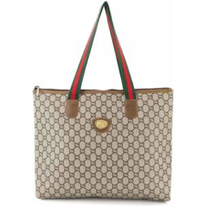 Gucci Vintage, Pre-owned, Dames, Beige, ONE Size, Pre-owned Canvas gucci-bags