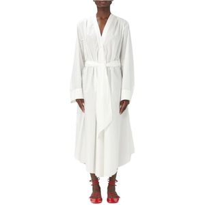 Forte Forte, Kleedjes, Dames, Wit, S, Katoen, Elegante Witte Jurk Relaxed Fit Midi
