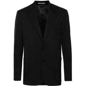 Palm Angels, Jassen, Heren, Zwart, S, Wol, Monogram Blazer