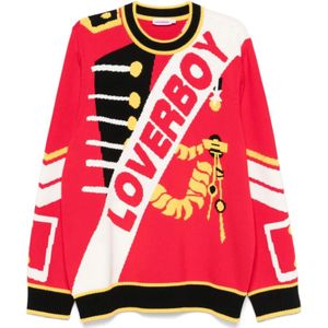 Loverboy by Charles Jeffrey, Truien, Heren, Veelkleurig, M, Rode Crew Neck Sweater Trompe L'oeil