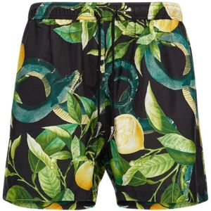 Roberto Cavalli, Badkleding, Heren, Veelkleurig, 3Xl, Zwemshorts met citroenprint zwart man