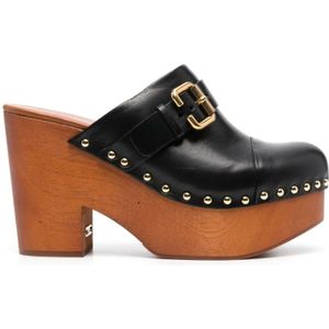 Chloé, Schoenen, Dames, Zwart, 36 EU, Leer, Zwarte Jeannette clogs