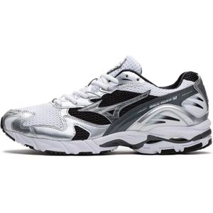 Mizuno, Sport, Heren, Wit, 44 EU, Leer, Wit Zilver Retro Hardloopschoenen