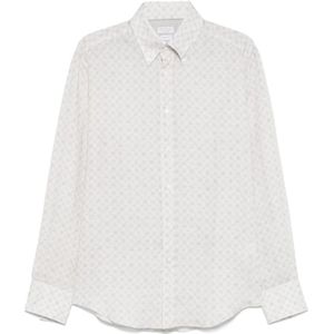 Brunello Cucinelli, Overhemden, Heren, Grijs, XL, Linnen, Grijze linnen overhemd voor mannen