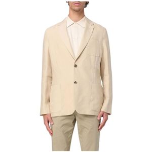 Paul Smith, Jassen, Heren, Beige, L, Linnen, Beige Linnen Blazer met Zakken