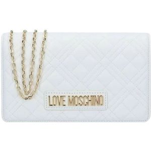 Moschino, Tassen, Dames, Wit, ONE Size, Gewatteerde Schoudertas Wit Goud