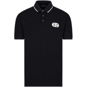 Emporio Armani, Tops, Heren, Blauw, S, Katoen, Navy Blauw Regular Fit Korte Mouw Polo