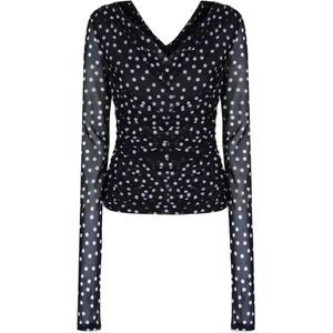 Dolce & Gabbana, Tops, Dames, Zwart, S, Tule, Polka Dot Off-Shoulder Top